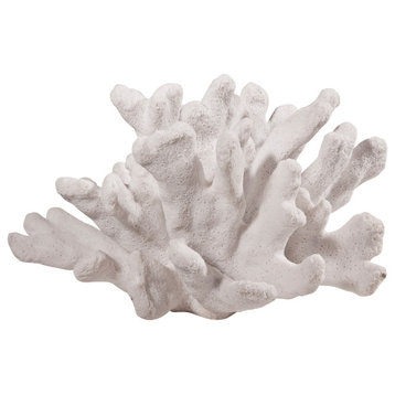 Benzara BM284968 Lily 9" Faux Coral Accent Figurine Tabletop Sculpture, White