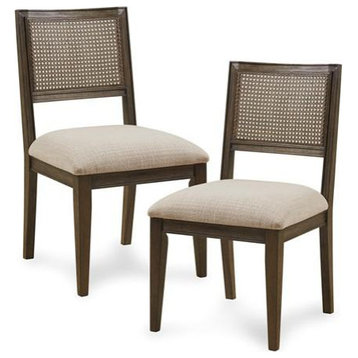 Armless Dining Chair Set of 2, 19x21,75, Brown