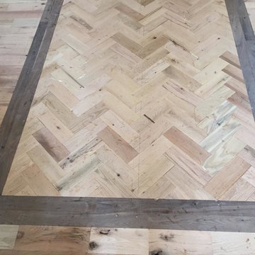 White oak herring bone with walnut border