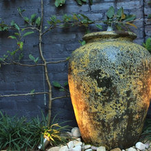 garden wall and pots