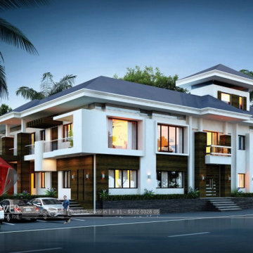 Modern bungalow architectural rendering | 3D power