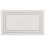 Mohawk Home - Mohawk Home Corona Knitted Bath Rug, White/Flint, 1' 8" x 2' 10" - Refresh the bath spaces around your home with this essential bath collection featuring a stylish classic bordered design. Fit for a spa, these plush bath rugs offer everyday durability, sumptuous softness, and exquisite style in a variety of versatile sizes and colors to bring any bath space to life. Designed to hold up under heavy wear and tear, these resilient bath rugs offer advanced soil, stain, fade, and skid protection - the perfect choice for high-traffic areas.