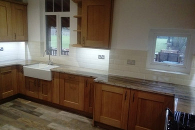 Solid oak bespoke kitchen with granite worktops
