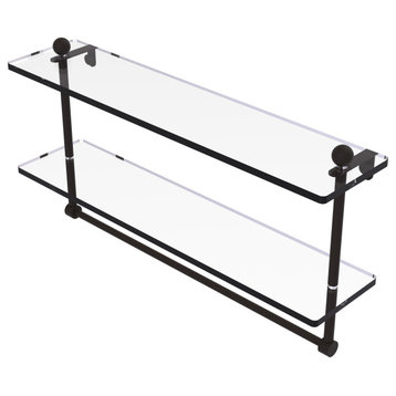 22" Two Tiered Glass Shelf with Integrated Towel Bar, Oil Rubbed Bronze