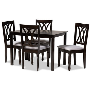 Baxton Studio Reneau 5-Piece Wood Dining Set in Gray and Espresso Brown