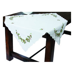 Xia Home Fashions - Mistletoe Embroidered Table Topper, 34"x34" - Tablecloths