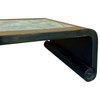 Distressed Black Lacquer Stone Top Scroll Legs Rectangular Coffee Table Hcs7287