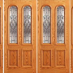 Pre-hung Mahogany Arch Twin Lite Entry Double Door Two Sidelites - Front Doors
