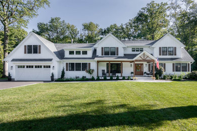Example of a transitional exterior home design in New York