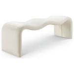 Meridian Furniture - Willow Upholstered Bench, Cream, Vegan Leather - Your artsy side comes to life when you add this Willow cream vegan leather bench to your living room, entryway, or bedroom. This versatile yet elegant and modern bench is perfect for many different spaces in your home. Covered from top to bottom in buttery soft cream vegan leather, it offers the luxurious and refined look of real leather in a cruelty-free option that requires minimal maintenance. A metal inner frame ensures structural support, providing lasting use and enjoyment in any room.