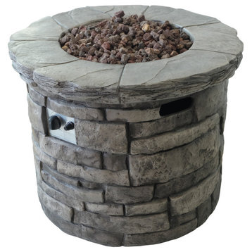 GDF Studio Altta Outdoor Gray Circular Fire Pit, 40,000 BTU