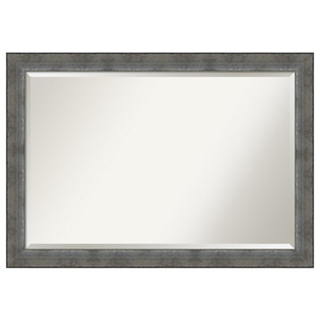 Forged Pewter Beveled Wood Wall Mirror 40 x 28 in.