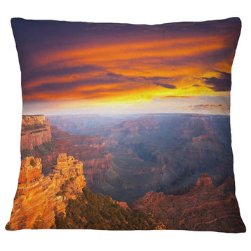 Colorful Grand Canyon At Sunset Landscape Printed Throw Pillow, 18"x18"