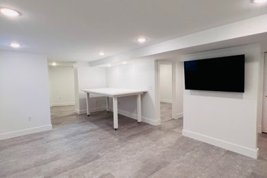 Inspiration for a timeless basement remodel in Providence