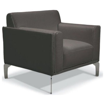 Vidal Allegro Accent Chair, Full Grain Italian Leather, Dark Gray