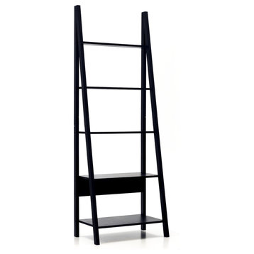Kiera Grace Providence Miller Leaning Floor Ladder Shelf, 71"es, Black