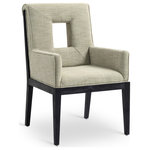 Meridian Furniture - Gwendolyn Upholstered Dining Arm Chair, Green, Linen Textured, Black Finish - A masterpiece of modern elegance and comfort, the Gwendolyn green linen textured fabric dining armchair is where modern design meets timeless charm. Designed with comfort in mind, it features a high back and luxurious cushioning, perfect for long dinners or lively gatherings. The black wood frame adds a rustic touch, effortlessly balancing the contemporary fabric with a hint of warmth and tradition.