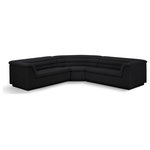Meridian Furniture - Cascade Upholstered Modular Sofa, Black, Boucle Fabric, Corner Sectional - Give your room a much-needed rehab when you bring home this Cascade boucle fabric modular sectional. The elegantly attention-grabbing design features a modern profile with curved arms deep horizontal channel tufting, so it wows from all angles. Upholstered in rich black boucle fabric, this seat quickly becomes everyone's favorite spot for curling up with a good book or smart device. Thick foam padding ensures a cozy, body-hugging experience while you watch TV or just relax.