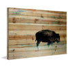 "The Buffalo Knows" Painting Print on Natural Pine Wood, 60"x40"