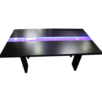 Zendaya Black Wood With LED Lighting Dining Table
