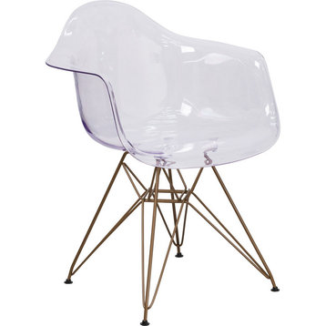 Allure Series Transparent Side Chair With Gold Frame