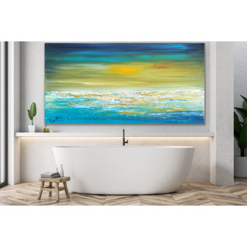 "Beautiful Day" 72x36 inches Large Modern coastal Painting decor MADE TO ORDER