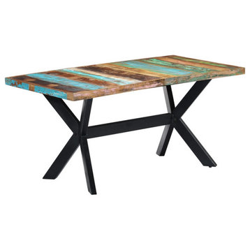 vidaXL Dining Table 63" Solid Reclaimed Wood Kitchen Dinner Dining Room Home
