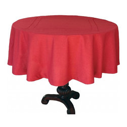 Xia Home Fashions - Double Hemstitch Easy Care Tablecloth, 70" Round, Red - Tablecloths