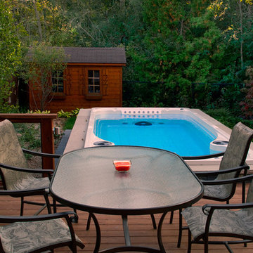 Swim Spa, Pergola, and Outdoor Living and Dining Areas
