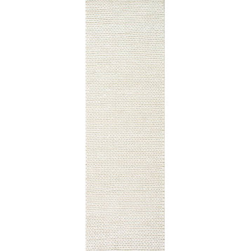 nuLOOM Braided Wool Hand Woven Chunky Cable Rug, Off White, 2'6"x6' Runner
