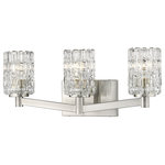 Z-Lite - Z-Lite 1931-3V-BN Aubrey 3 Light Vanity in Brushed Nickel - A contemporary haven is bejeweled with glam as this exquisite three-light vanity light becomes a focal point in a custom bath space. Crystal-like glass shades add an air of exclusivity to a fixture with a beautiful Brushed Nickel finish metal mount and arms, and an air of high-class, upscale elegance.