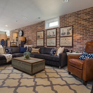 Industrial walk-out basement in DC Metro with red walls.