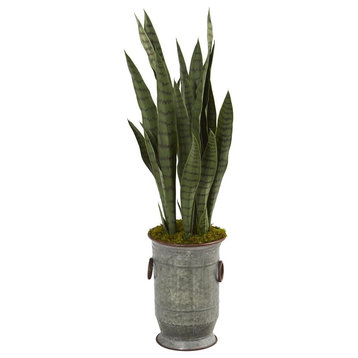 Nearly Natural 32� Sansevieria Artificial Plant in Sand Colored Planter