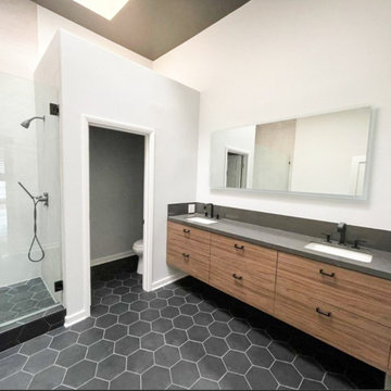 Black Tile Modern Bathroom Remodeling - Adar Builders