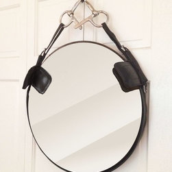 Custom Leather Bridle Mirror with Blinders - Wall Mirrors