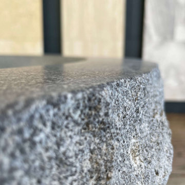 CHARCOAL GREY Granite honed/filled interior & rough picked exterior- Oval-in Bat