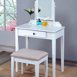 Iris White Vanity Table & Stool - Bedroom & Makeup Vanities