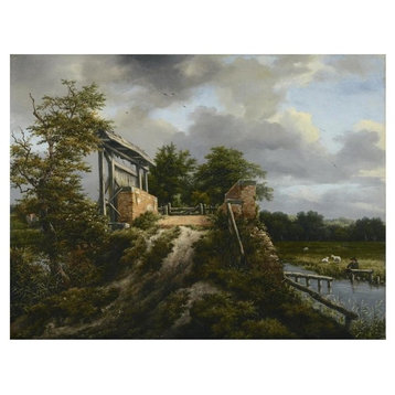 "Bridge with a Sluice" Digital Paper Print by Jacob van Ruisdael, 34"x26"