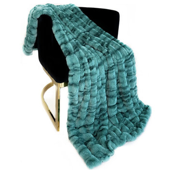 Plutus Teal Sherpa Faux Fur Luxury Throw Blanket, 80"L x 110"W Full
