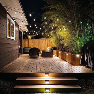 3D Rendering - Bamboo Privacy Screen Night Deck Concept