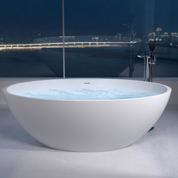 ADM Bathroom Oval Freestanding Bathtub, Glossy White, 66.1" - SW-171 (66 x 31)
