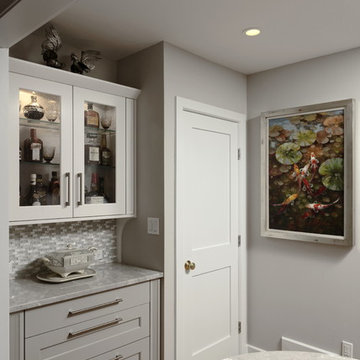 Gray and white transitional kitchen in Oakton, VA