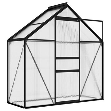 vidaXL Greenhouse Anthracite Aluminum 14.3 ft² Garden Shed Plant Conservatory