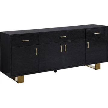 Large Sideboard, Multiple Cabinet & Drawers, Great for Storage, Gray Oak/Gold