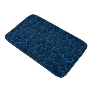 Evideco Bath Rug Memory Foam Mat 3D Pebble Peacock Blue 32L x 20W