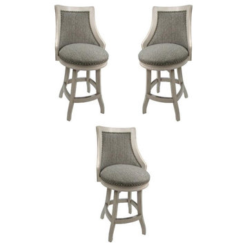 Home Square 26" Swivel Wood Counter Stool in Smoke Gray - Set of 3