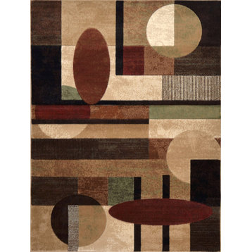 Modern Rings Stripe Area Rug 8x11 Abstract Blocks Carpet - Actual 7' 10"x10' 6"