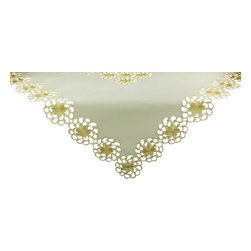Xia Home Fashions - Daisy Splendor Table Topper, 48"x48", Yellow - Tablecloths