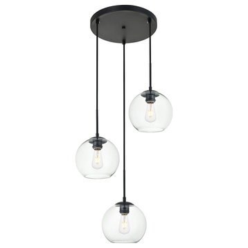 Baxter 3 Light Pendant in Black And Clear