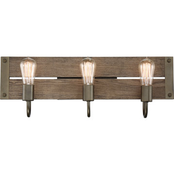 Winchester - 3 Light Pendant with Aged Wood - Bronze Finish